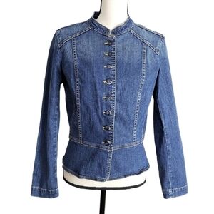 a.n.a. Button Front Flair Bottom Blue Jean Jacket Size Small LIKE NEW